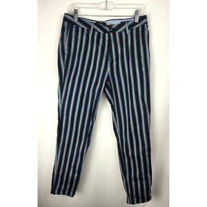 Scotch & Soda Mens Stuart Striped Cotton Pants W30 L32 Cuffed Navy Retro Y2K